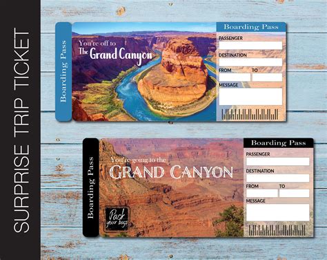 Printable GRAND CANYON Surprise Trip Gift Ticket. Boarding | Etsy in 2020 | Travel gifts ...