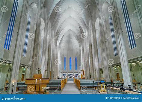 REYKJAVIK,ICELAND/NOVEMBER 01,2017: Interior of Hallgrimskirkja ...