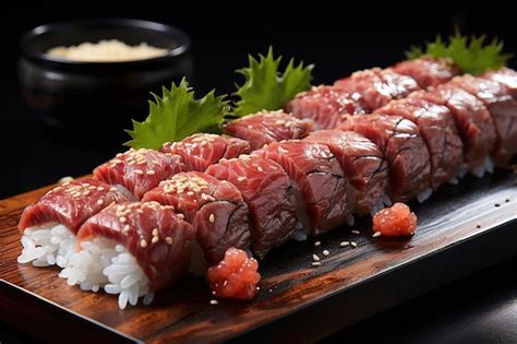 Premium AI Image | Kobe Beef Sushi Experience the exquisite tenderness ...