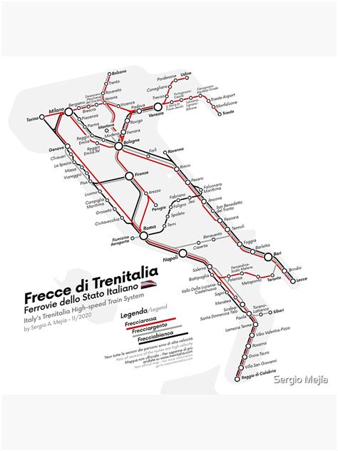 "Italy's Trenitalia High-speed Train System Map | 2020-2" Sticker for Sale by serransk | Redbubble