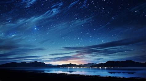 Premium AI Image | Starry night sky over a lake with mountains and a sky full of stars generative ai