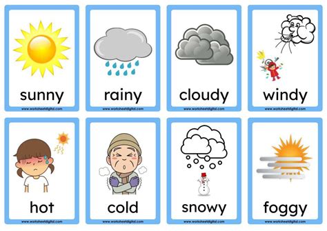 Flashcards Weather - Worksheet Digital