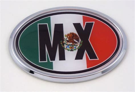 Mexico MX Mexican Flag Car Chrome Emblem Bumper Sticker Flag Decal Ova ...