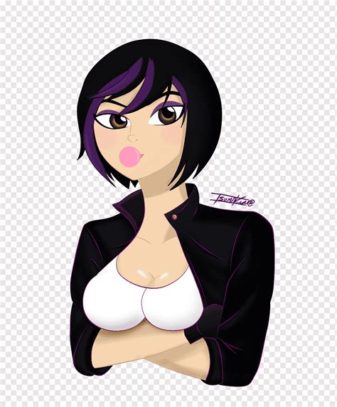 Gogo tomago fan art cartoon, gogo tomago, púrpura, historietas, pelo negro png | PNGWing