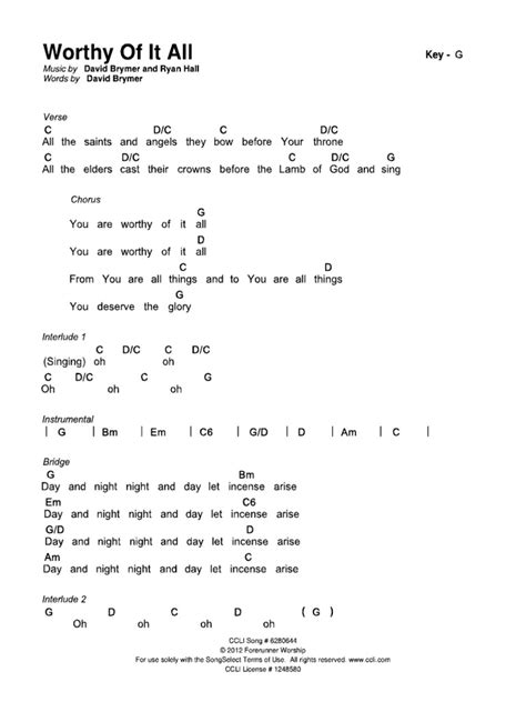 Worthy of It All CHORDS in G | PDF