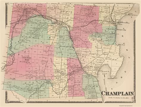 Champlain New York - Beers 1869 - 23.00 x 30.19 - Glossy Satin Paper ...