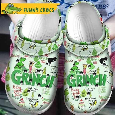 Personalized Christmas Grinch Cartoon Crocs - Discover Comfort And Style Clog Shoes With Funny Crocs