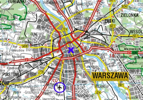 Map of Warsaw, Poland