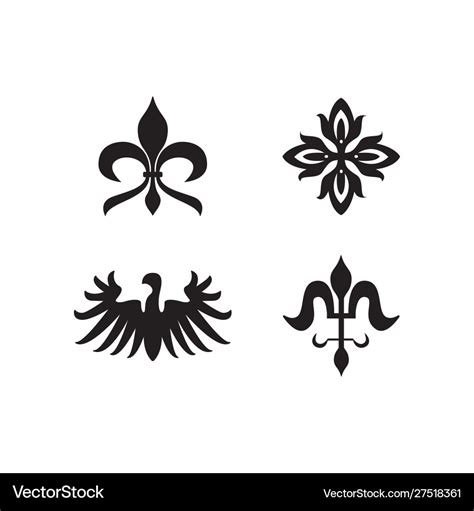 Heraldry royal symbols and elements black icons Vector Image