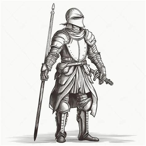 Premium AI Image | a drawing of a knight with a sword and shield.