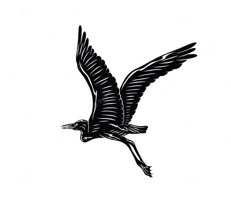 Egret flying silhouette, diseño de vectores de arte | Vector Premium