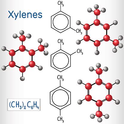 Meta Ortho Para Xylene Isomers Structural Chemical Formula And Model ...