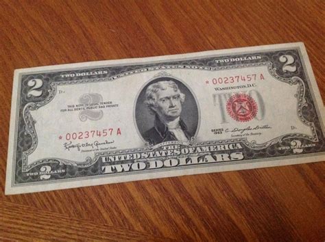 1963 STAR $2 DOLLAR BILL OLD US NOTE UNCIRCULATED RED SEAL LOT E 696 ...