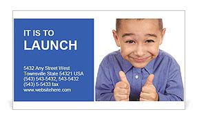 Smiling Kid Isolated On White Background, Giving Thumbs Up Sign Business Card Template & Design ...