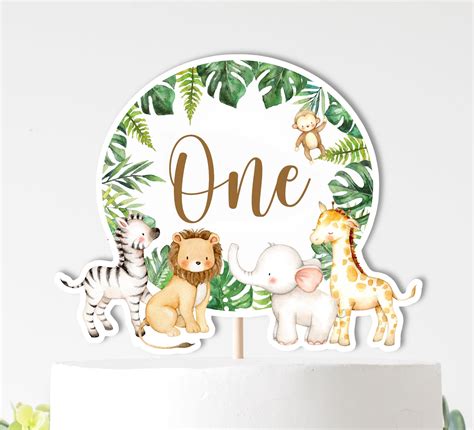 PRINTABLE Jungle One Cake Topper Jungle First Birthday Jungle - Etsy