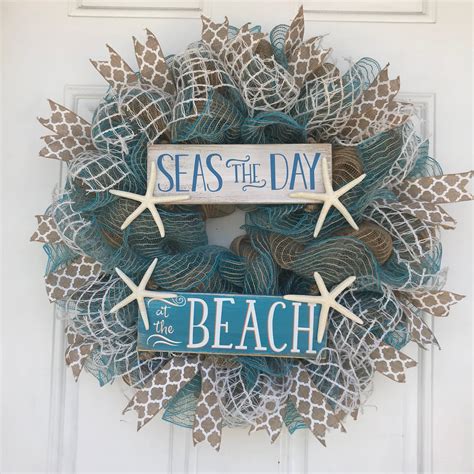 Seas the day at the Beach wreath | Etsy | Beach wreath, Shell crafts, Wreaths