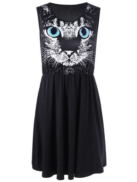 [31% OFF] Cat Print Mini Dress | Rosegal