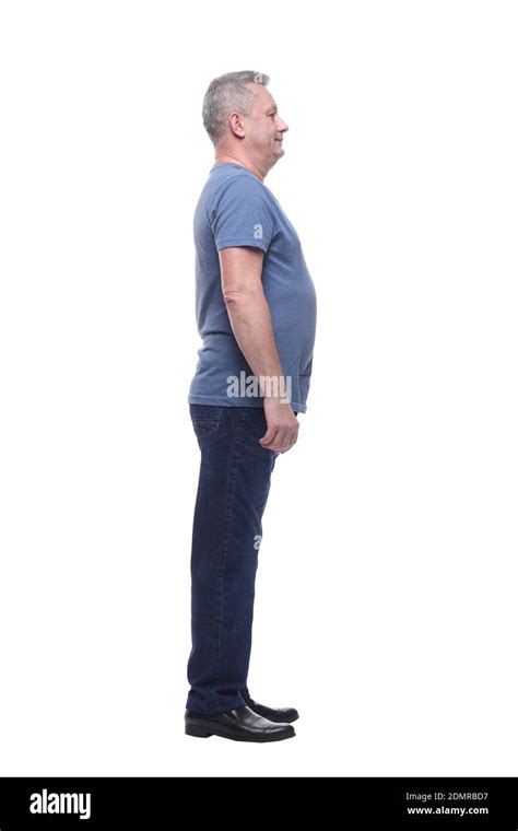 Side view full body of a casual man standing Stock Photo - Alamy