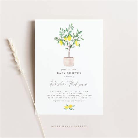 Printable Lemon Bridal Shower Invitation Template Watercolor | Etsy