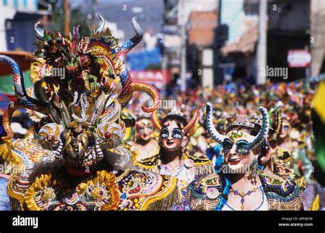 Masked Diablada dancers, Oruro carnival, Bolivia Stock Photo - Alamy