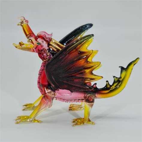 Blown Glass Dragon Figurine - red black - Gifts N Crystals