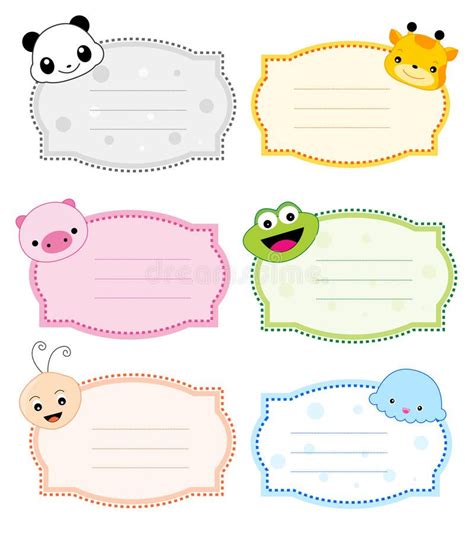 Animal Label / Frame Stock Photo - Image: 21614900 | Nametags for kids ...