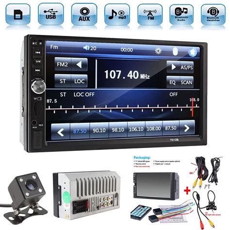 Car Stereo Radio Bluetooth Audio Receiver Double Din 7" Touch Screen USB AUX TF https://uxshops ...