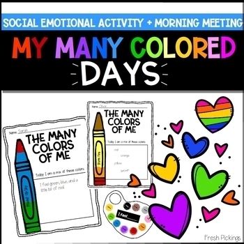 My Many Colored Days Social Emotional Activity + Morning Meeting