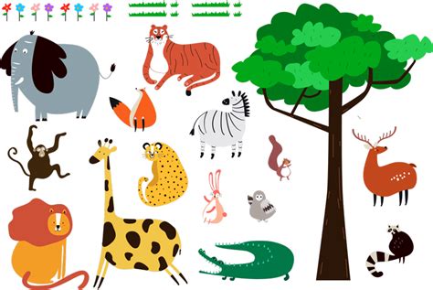 Sticker Maison Dessin Animaux Sauvages - TenStickers