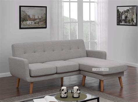 CARINE 3 Seat + Ottoman or Reversible Sectional Sofa (Light Grey)