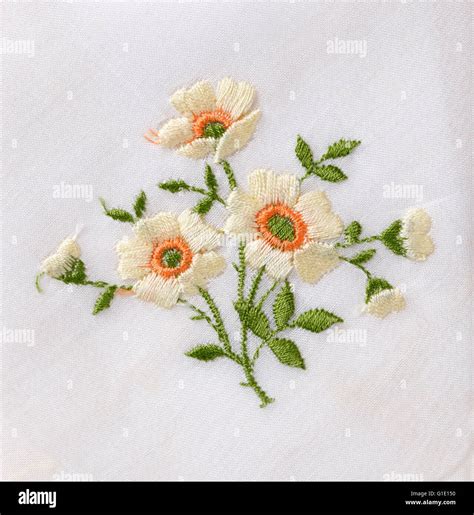 Hand embroidered flower Stock Photo - Alamy