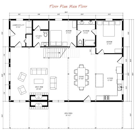 Pre-designed Ponderosa Country Barn Home Main Floor Plan Layout | Barn house kits, Modern barn ...