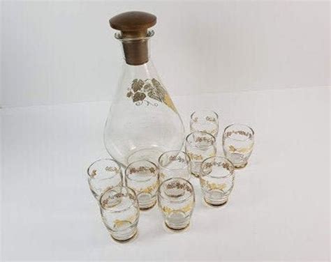 Retro Vintage 1960's Port Decanter and Nine Port Glasses - Etsy