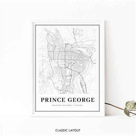 Prince George BC Map Print British Columbia Canada Map Art | Etsy