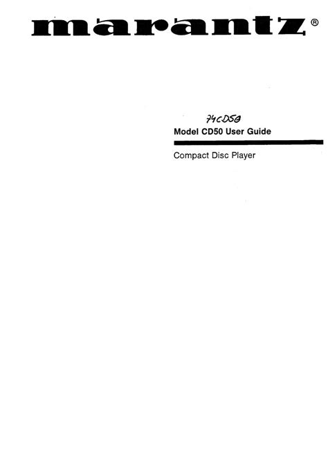 MARANTZ CD50 USER MANUAL Pdf Download | ManualsLib