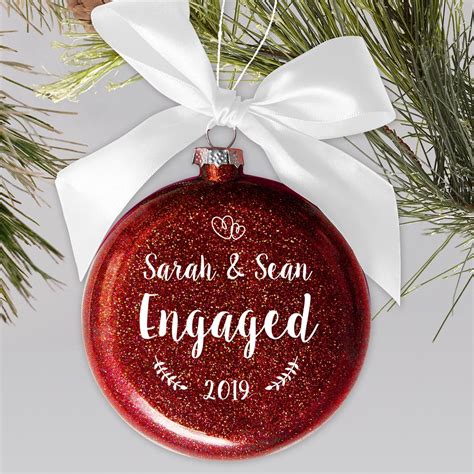 Personalized Engaged Glass Holiday Ornament | GiftsForYouNow