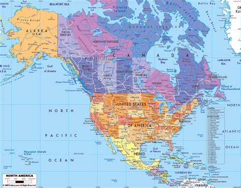 Maps of North America and North American countries | Political maps, Administrative and Road ...