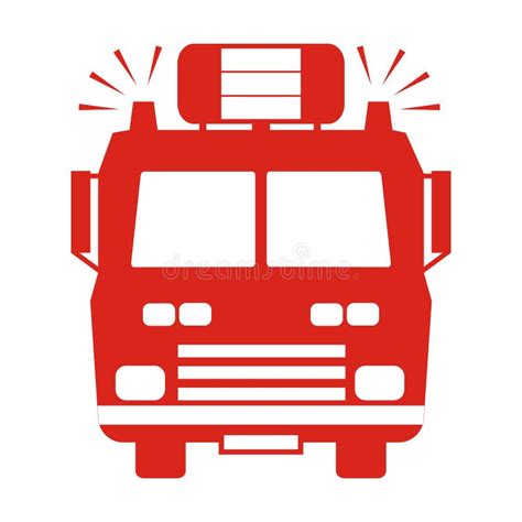 Fire Truck, Red Silhouette, Vector Icon, Symbol Stock Vector - Illustration of ladder, mirror ...