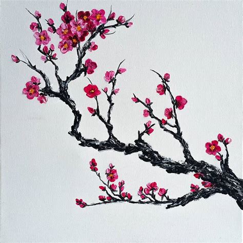 Sprig of cherry blossoms Painting by Tetiana Tiutiunnyk | Saatchi Art