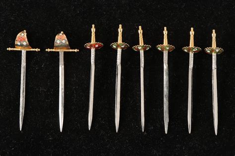 Toledo Spanish Metal Cocktail Swords with Stand, Mid-20th Century | EBTH