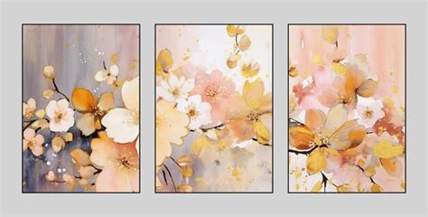 Premium AI Image | Triptych plant flowers flowers roses leaves three ...