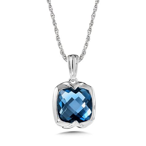 London Blue Topaz Pendant in Sterling Silver - Vernon Jewelers