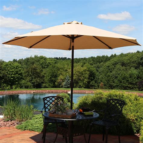 Sunnydaze Sunbrella Patio Umbrella with Auto Tilt and Crank, 9 Foot ...