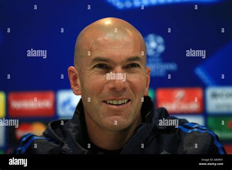 Real Madrid Head Coach Zinedine Zidane during a press conference at the Santiago Bernabeu ...