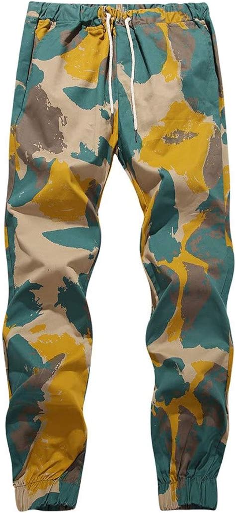 HANQIU Mens Camo Joggers Pants Drawstring Casual Camouflage Jogger ...