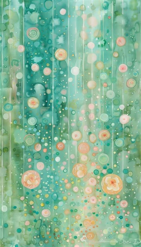 Pastel Pink Cherry Blossoms in Soft Mint Green Mist, Creating a Tranquil and Serene Atmosphere ...