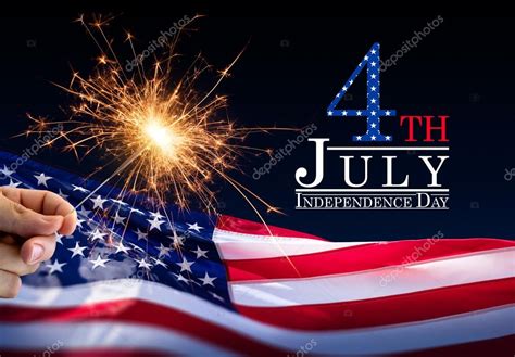 Sparkler With American Flag - 4th Of July Stock Photo by ©rfphoto 113846234