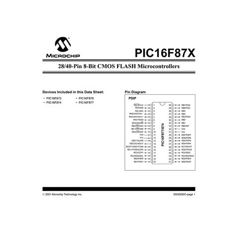 Microchip PIC16F877 Microcontroller Datasheet