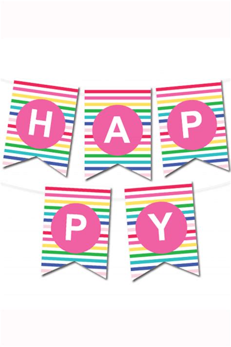 Happy Stripes Free Printable Pennant Banner - Chicfetti