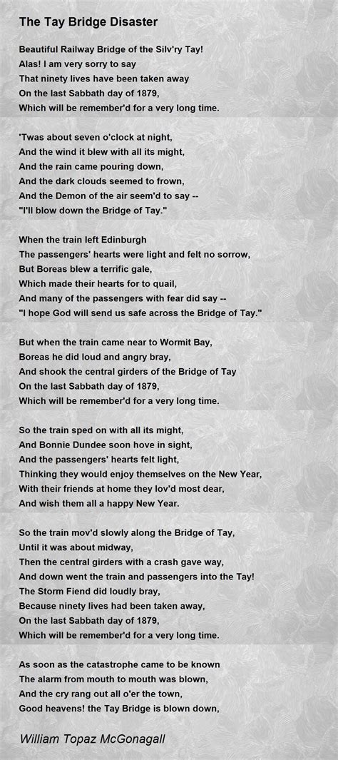 The Tay Bridge Disaster Poem by William Topaz McGonagall - Poem Hunter